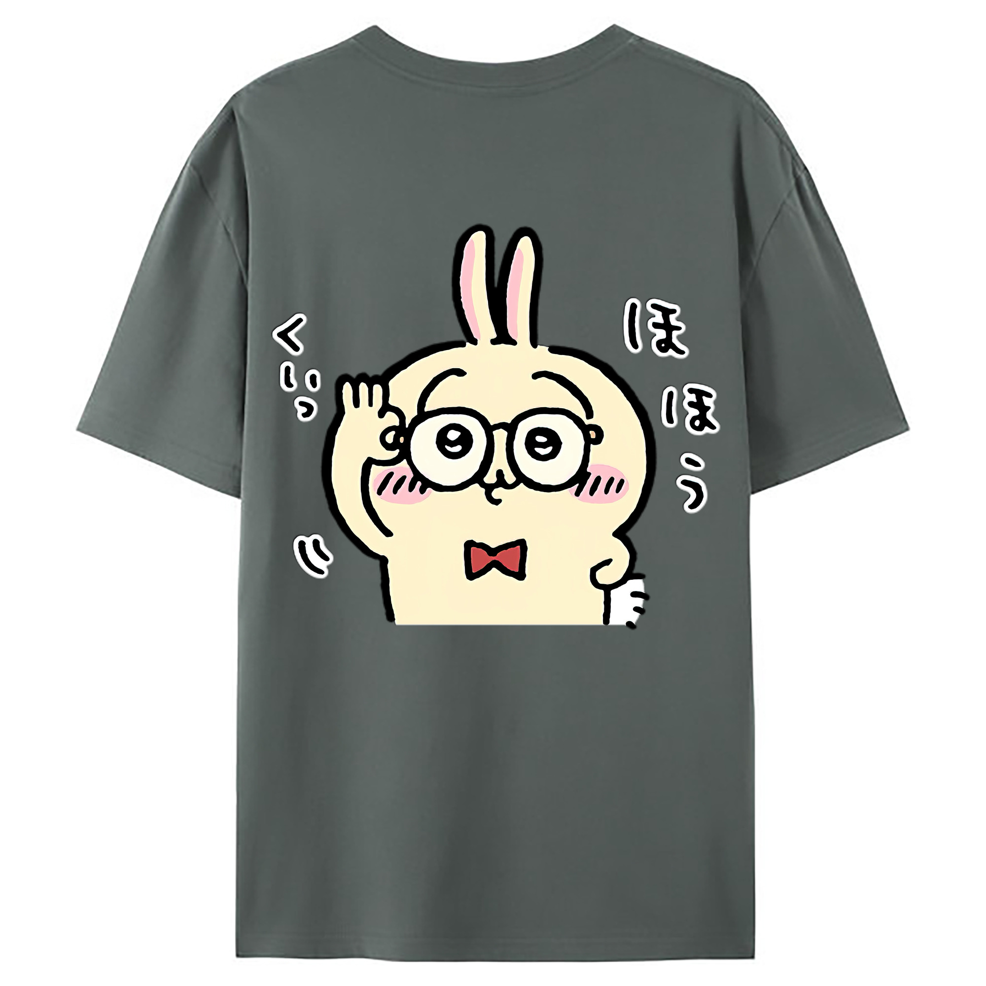 （画像用） ちいかわ うさぎ Chii-kawa usagi 綿100％ メンズ半袖Tシャツ（バックプリント） 通気性